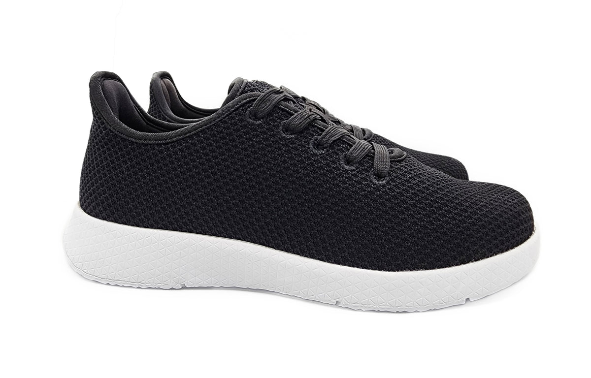 Axign River Lightweight Casual Orthotic Shoe - Black with White Sole ...