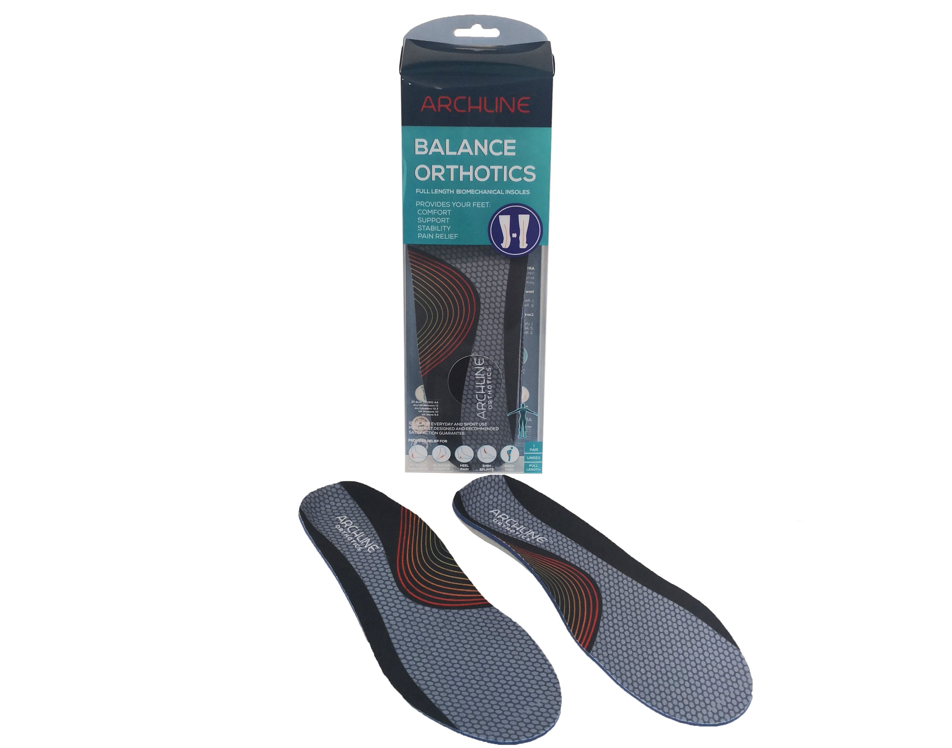 Archline Orthotic Insoles Balance – Full Length (Unisex) Plantar Fasciitis Foot Pain Relief