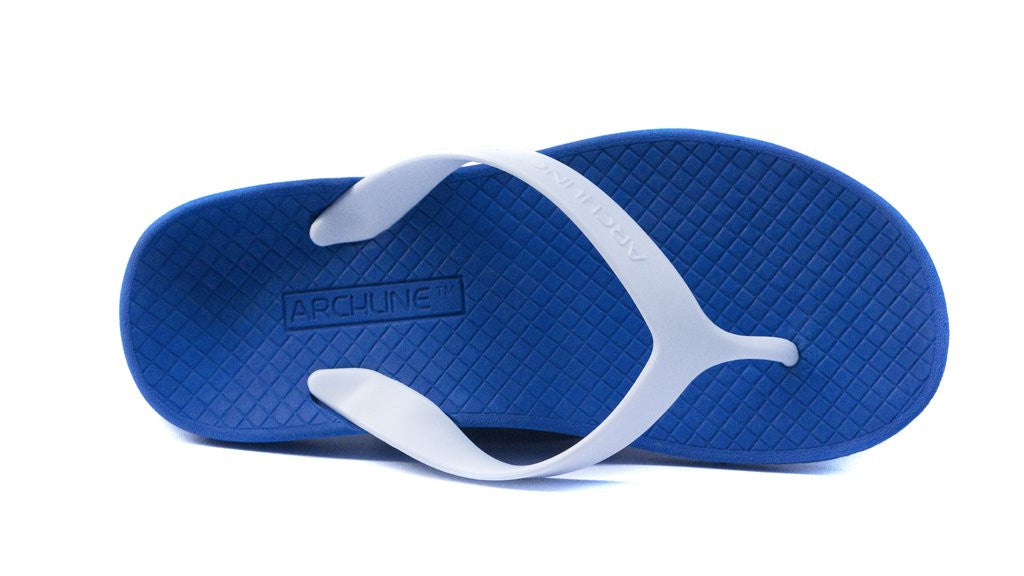 Archline Kids Orthotic Flip Flops – Blue/White