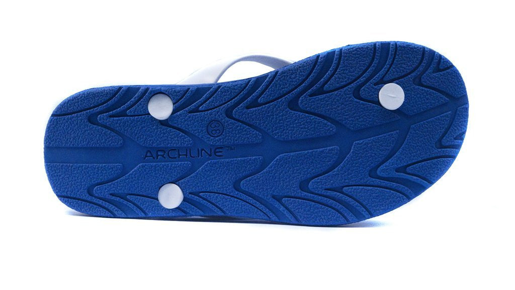 Archline Kids Orthotic Flip Flops – Blue/White